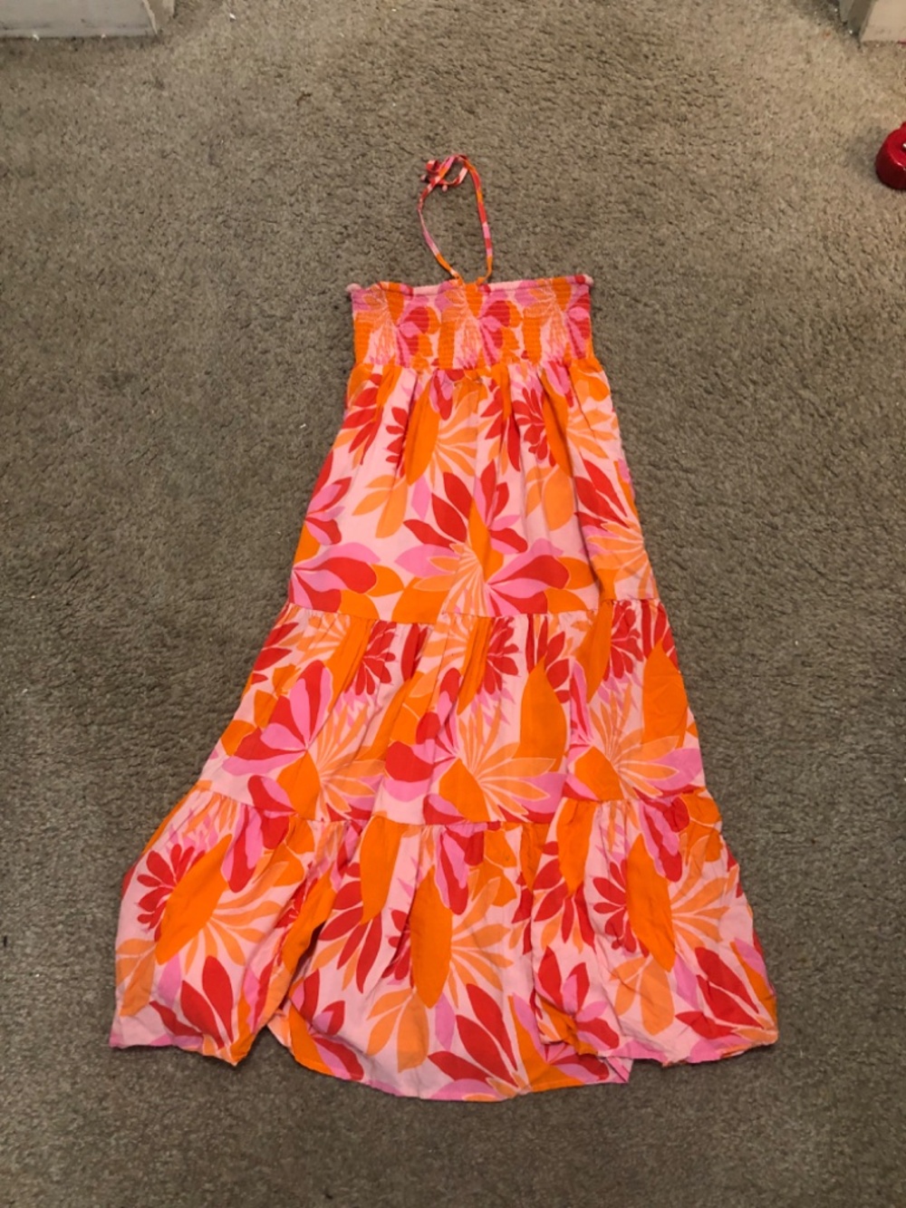 Abel the Label Rumi Maxi Skirt featuring a vibrant pink and orange flor Size S - Picture 2 of 5
